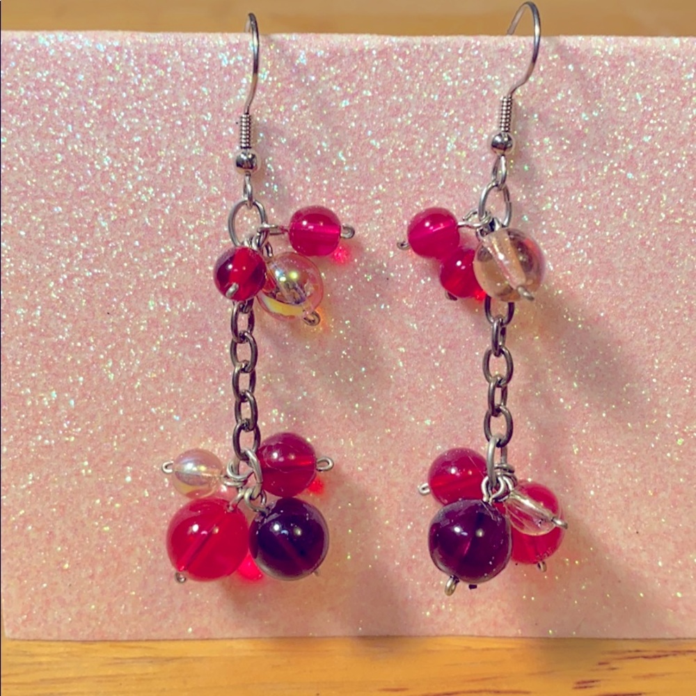 Beaded glass earrings-glam retro